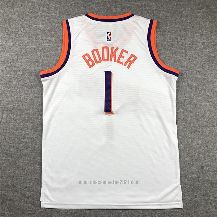 Camiseta Nino Phoenix Suns Devin Booker #1 Association 2023-24 Blanco